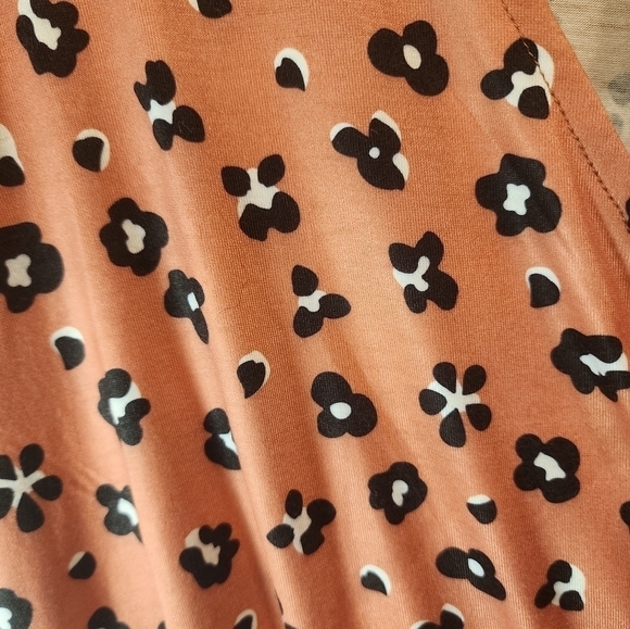 Tickled Teal Large Faux Wrap Belt Berkeley Midi Dress Rust Floral - Picture 7 of 7